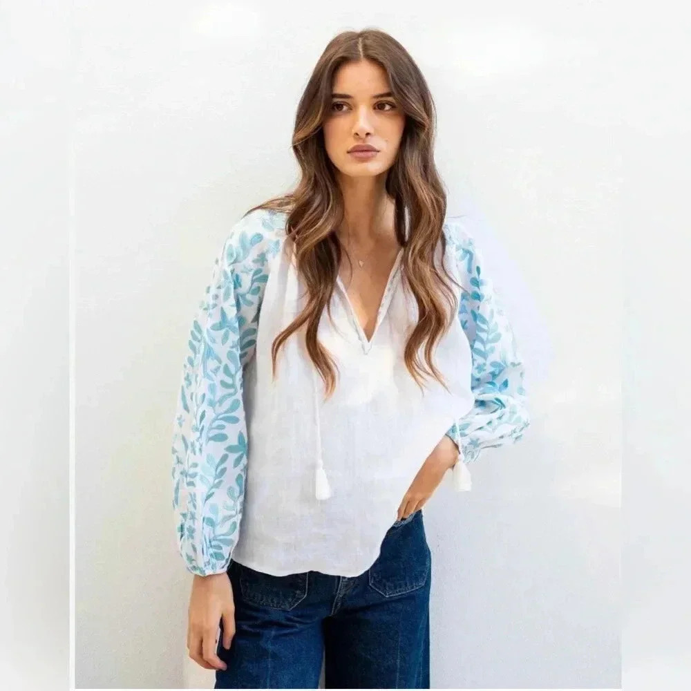 NWT MARSEA VOYAGEUR Palermo Embroidered Blouse / Size Small /